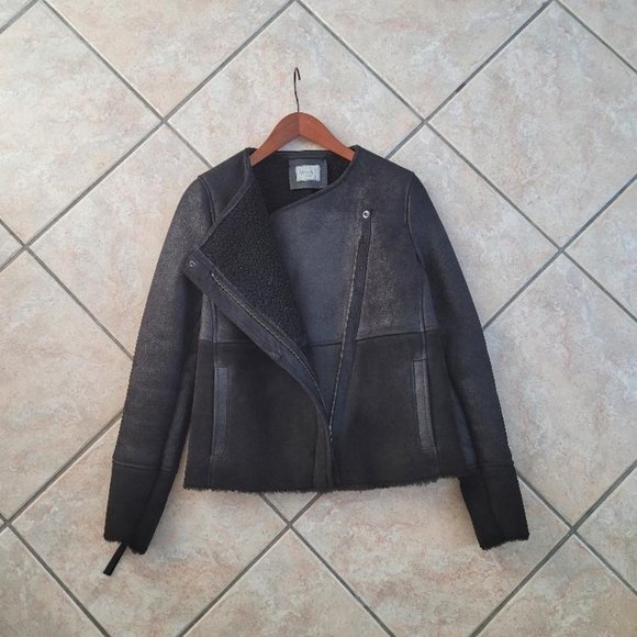 WRAP LONDON Suede and Leather Sheepskin Shearling Leah Jacket XS - Picture 3 of 12